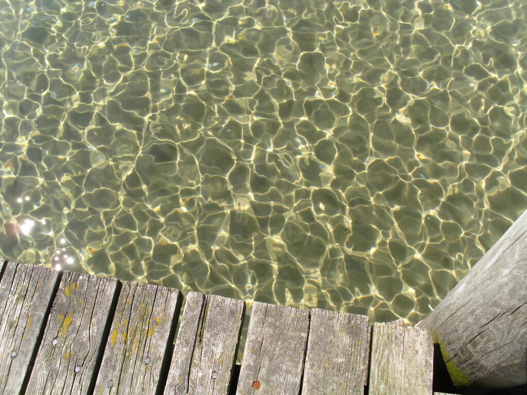 Clear water at the dock