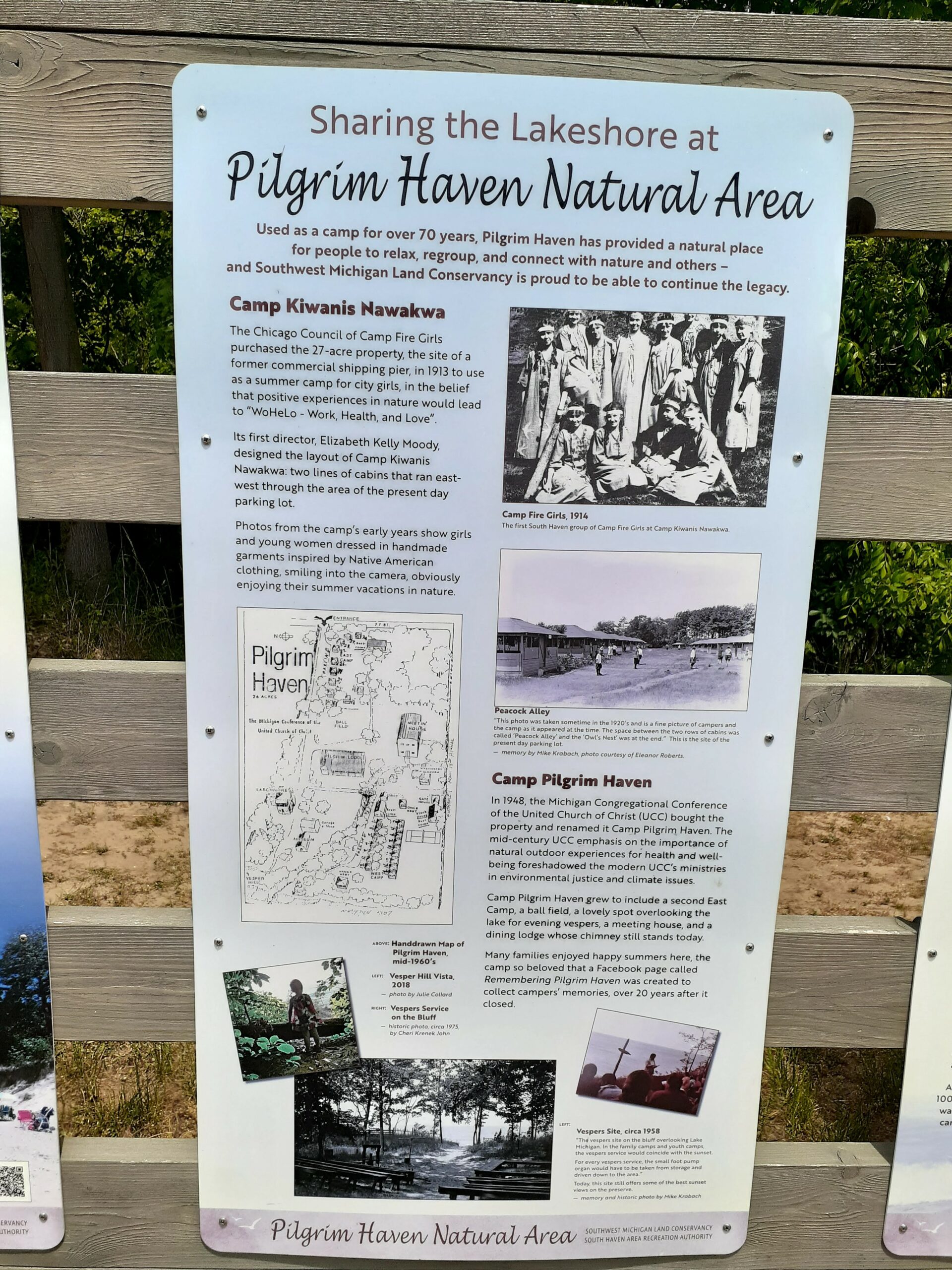 Sign with history of Pilgrim Haven