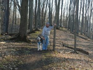Man and dog on trail